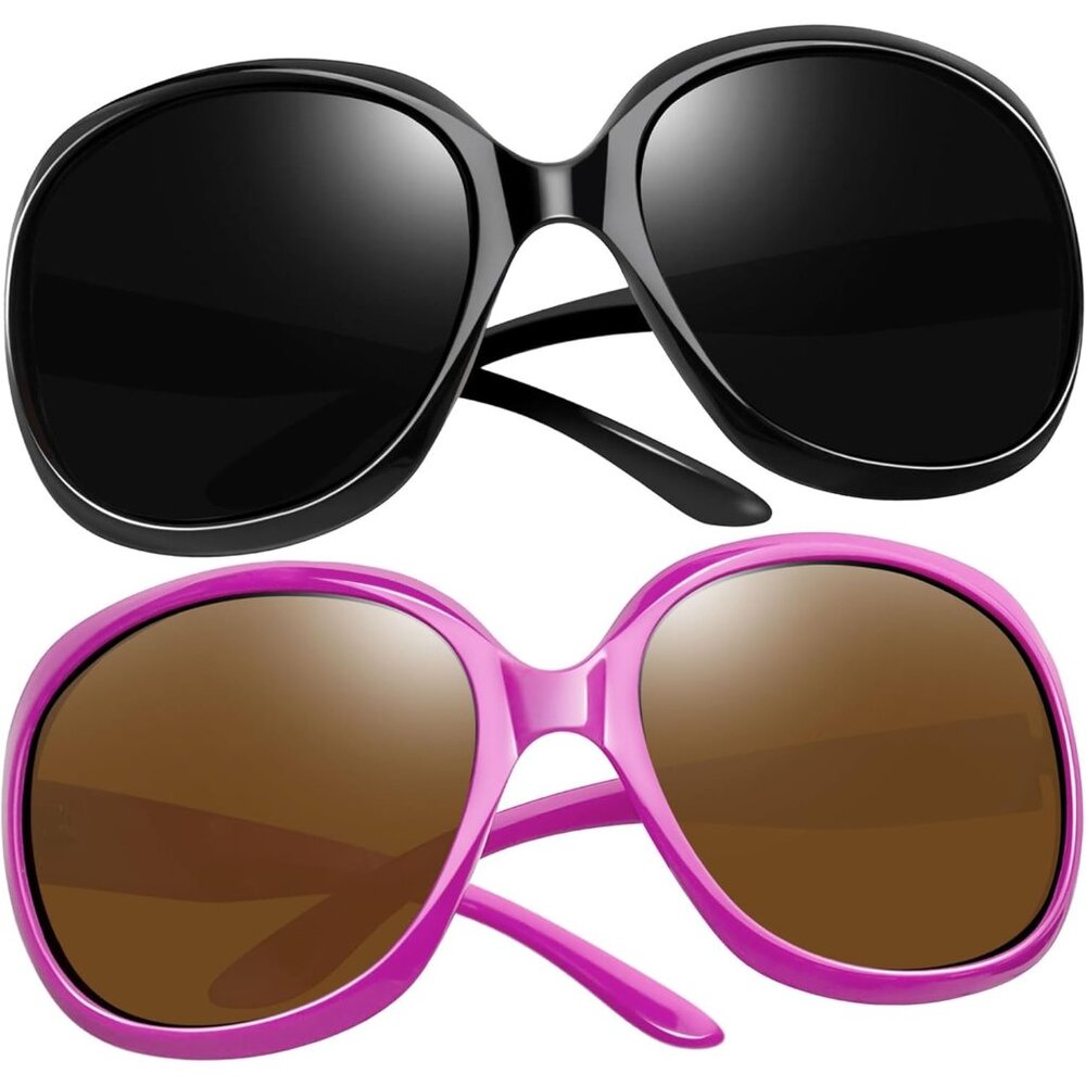 Women's Black Purple Trendy Polarized Driving Sun Glasses UV Protective